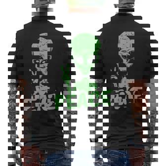 宇宙人 平和 Ufo 変な宇宙人 メンズTシャツ バックプリント - Kawaiitshirt