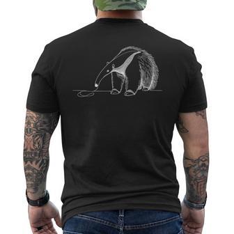 巨大アリクイ ラインアート 野生動物 図面デザイン メンズTシャツ バックプリント - Kawaiitshirt