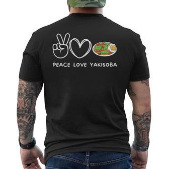 平和 愛 焼きそば レトロ 焼きそば 恋人 食べ物好き メンズTシャツ バックプリント - Kawaiitshirt