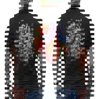 心臓超音波検査者ギフト 心臓専門医ギフト ハートフラワー メンズTシャツ バックプリント - Kawaiitshirt
