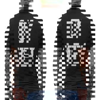 愉快なユダヤ人ユーモア Oyey ジディッシュ イスラエル ヘブライ語 ハヌカー メンズTシャツ バックプリント - Kawaiitshirt