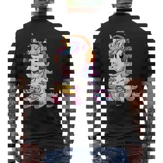 日本のユニコーン ゲーマー ヴィンテージ ゲーム レトロ ビデオゲーム メンズTシャツ バックプリント - Kawaiitshirt