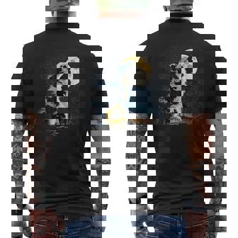 月に吠える美しいボーダーコリー犬 メンズTシャツ バックプリント - Kawaiitshirt