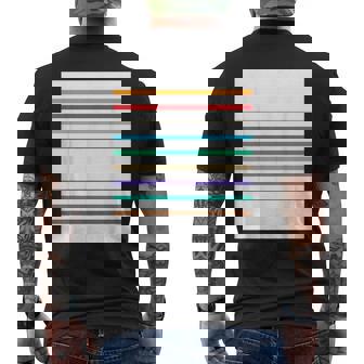 東京の地下鉄 カラー 色 ボーダー 鉄道【電車ファン】【変なデザイン屋さん】メトロ 面白い ポップ デザイン メンズTシャツ バックプリント - Kawaiitshirt