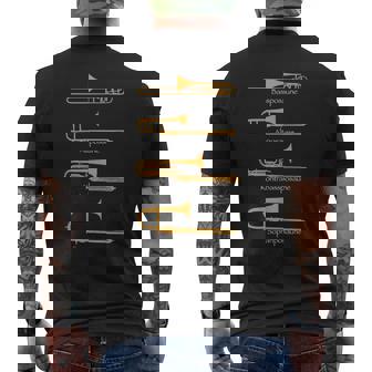 様々なトロンボーンタイプ トロンボーンギフト メンズTシャツ バックプリント - Kawaiitshirt