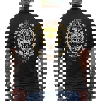 漢字の猛獣と日本語の虎アート メンズTシャツ バックプリント - Kawaiitshirt