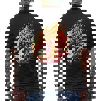 燃える 動物 馬 動物 クール 馬 火 炎 メンズTシャツ バックプリント - Kawaiitshirt