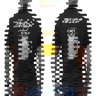 燃料は酒 パピヨン グッズ 犬好き おもしろ 面白い ネタ 笑える 飲み会 メンズTシャツ バックプリント - Kawaiitshirt