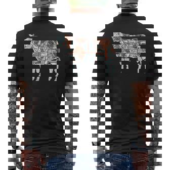 牛肉の部位 面白いtシャツ 焼肉 Bbq 牛 グルメ メンズ おもしろ 面白い 服 オリジナル グッズ ネタ イラスト メンズTシャツ バックプリント - Kawaiitshirt