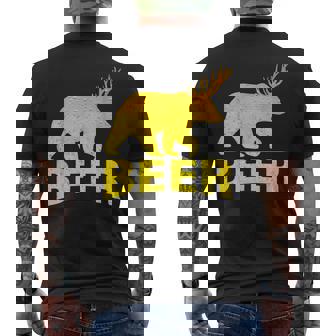 狩猟 ビール スピリット 動物 ティー ベア 鹿 ティー ビール クマ 鹿 メンズTシャツ バックプリント - Kawaiitshirt