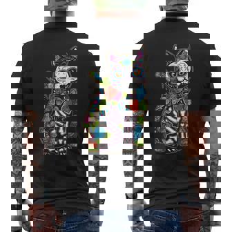 猫 シュガー スカル メキシコ カラベラ 死者の日 ハロウィン メンズTシャツ バックプリント - Kawaiitshirt