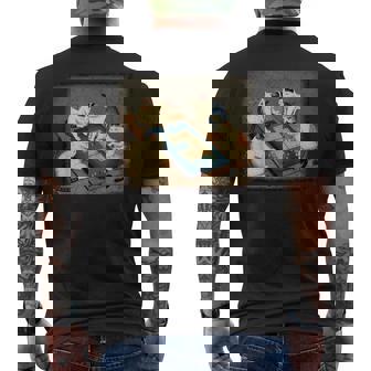 猫 遊ぶ 麻雀 面白いプレーヤー 文字付き メンズTシャツ バックプリント - Kawaiitshirt