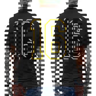 番号 16インチ ブラック メンズTシャツ バックプリント - Kawaiitshirt