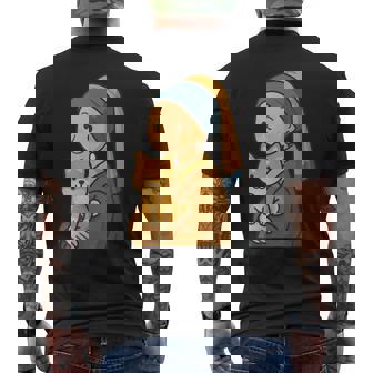 真珠の耳飾りの少女 柴犬 子柴 名画 いぬ イラスト かわいい 犬好き おもしろ 面白い メンズTシャツ バックプリント - Kawaiitshirt