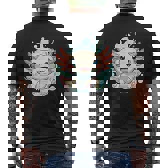 笑顔のaxolotl カワイイかわいい水中漫画 メンズTシャツ バックプリント - Kawaiitshirt