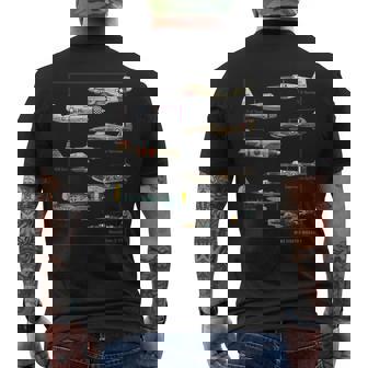 第二次世界大戦 ウォーバード戦闘機 航空機 メンズTシャツ バックプリント - Kawaiitshirt