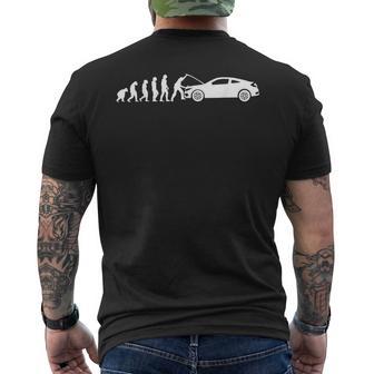 自動車整備士 おもしろ自動車工房 メカニック進化 メンズTシャツ バックプリント - Kawaiitshirt