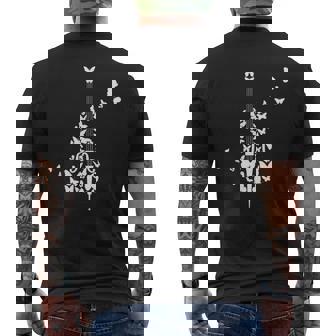 蝶とコントラバス メンズTシャツ バックプリント - Kawaiitshirt