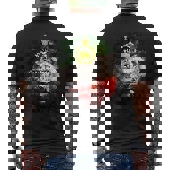 金色のライオンの頭が付いたイランの国旗。 メンズTシャツ バックプリント - Kawaiitshirt