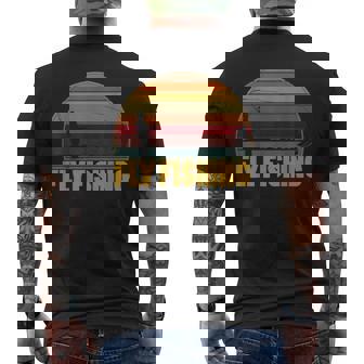 釣竿を使ったレトロなフライフィッシング フィッシャーマンフライフィッシング メンズTシャツ バックプリント - Kawaiitshirt