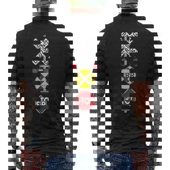 鉄道 踏切 標識 電車 作業員 エンジニア Railfan メンズTシャツ バックプリント - Kawaiitshirt
