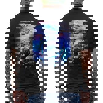 銀河 イルカ 宇宙 地球 海 メンズTシャツ バックプリント - Kawaiitshirt