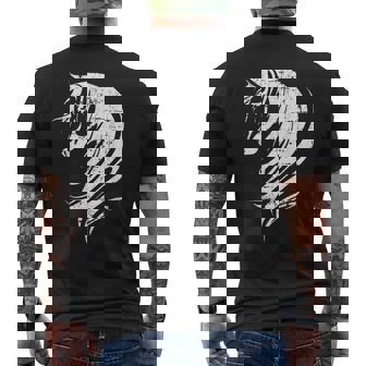 長い馬のたてがみを持つ美しい馬 メンズTシャツ バックプリント - Kawaiitshirt