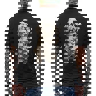 面白いtシャツ シーズー 犬 ギター イヌ メンズ 犬好き グッズ かわいい おもしろ 面白い 服 ネタ メンズTシャツ バックプリント - Kawaiitshirt