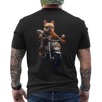 面白いtシャツ フレンチブルドッグ バイク イヌ メンズ 犬好き グッズ おもしろ 面白い 服 ネタ 長袖tシャツ メンズTシャツ バックプリント - Kawaiitshirt
