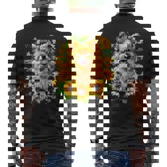 面白いtシャツ ポメラニアン ひまわり わんこ メンズ 犬好き グッズ かわいい おもしろ 面白い 服 ネタ 長袖tシャツ メンズTシャツ バックプリント - Kawaiitshirt