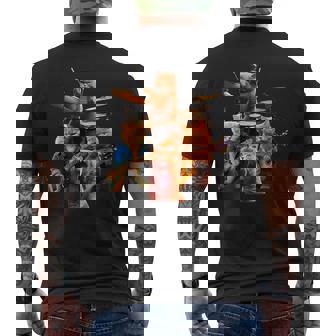 面白いtシャツ 猫 ネコ ギター バンド メンズ 猫好き グッズ おもしろ 面白い 服 ネタ にゃんこ メンズTシャツ バックプリント - Kawaiitshirt