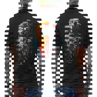 面白いオウムロボット動物愛好家サイボーグオウムロボット Robot Parrot Lover Cyborg Ai メンズTシャツ バックプリント - Kawaiitshirt