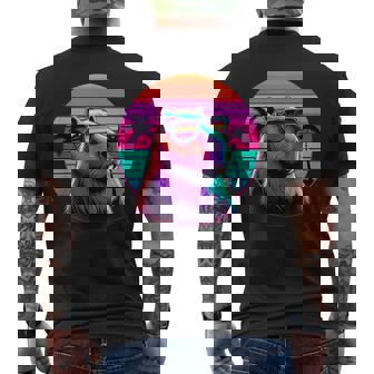 面白いカピバラ ヴィンテージ げっ歯類 レトロ ヴェイパーウェーブ 美的ゴス メンズTシャツ バックプリント - Kawaiitshirt