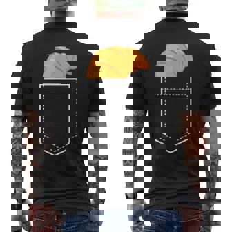 面白いクロワッサンインザポケット 食通 フレンチクロワッサンポケット メンズTシャツ バックプリント - Kawaiitshirt