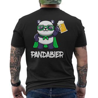 面白いパンダパンダビールドリンカー パンダビール メンズTシャツ バックプリント - Kawaiitshirt