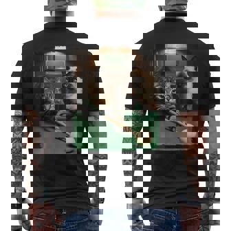 面白い猫 子猫 プールゲーム ビリヤード愛好家 アートデザイン メンズTシャツ バックプリント - Kawaiitshirt