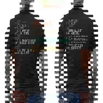 食べる睡眠マラソンリピート面白いマラソンランナー メンズTシャツ バックプリント - Kawaiitshirt