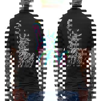 鮮やかな自由の女神tシャツ カラフルなアイコン メンズTシャツ バックプリント - Kawaiitshirt