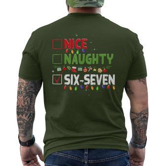 6-7 Meme Nice Naughty Six Seven 67 Christmas Pajama Men's T-shirt Back Print - Thegiftio UK