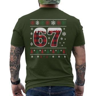 67 Christmas Six Seven Meme Brainrot Plaid Men's T-shirt Back Print - Thegiftio UK