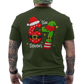 67 Meme Six Seven Elf Christmas Gen Z Alpha Meme Slang Men's T-shirt Back Print - Thegiftio UK