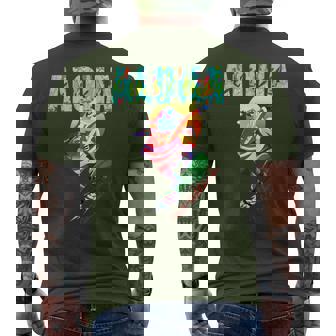 Aloha Mele Kalikimaka Santa Tropical Xmas Hawaiian Christmas Men's T-shirt Back Print - Monsterry