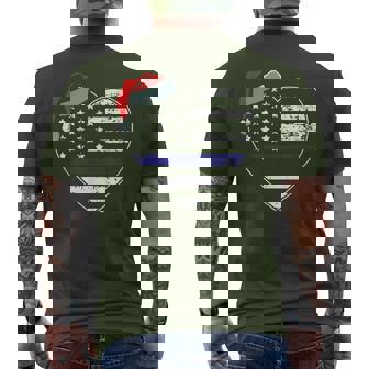 American Flag Blue Line Police Christmas Pajama Cop Officer Men's T-shirt Back Print | Seseable CA