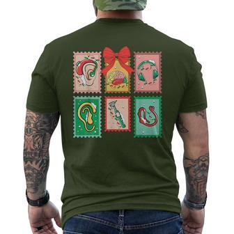 Audiologist Christmas Stamp Bow Audiology Therapist Xmas Men's T-shirt Back Print - Thegiftio UK