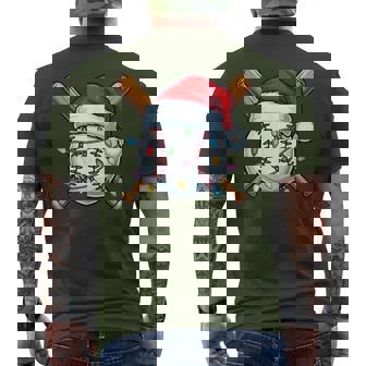 Baseball Christmas Lights Santa Christmas Baseball Player Men's T-shirt Back Print | Seseable UK