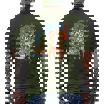 Beagle Puppy Dog Santa Claus Riding Reindeer Christmas Men's T-shirt Back Print - Monsterry