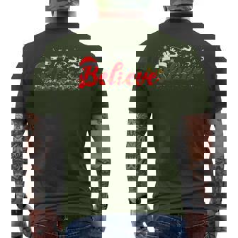 Believe Christmas Santa Claus Reindeer Candy Cane Xmas Men's T-shirt Back Print - Thegiftio