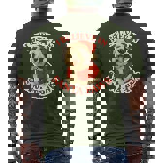 I Believe In Santa Paws Tibetan Terrier Dog Merry Christmas Men's T-shirt Back Print | Mazezy