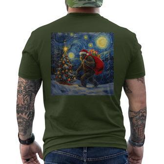 Bigfoot Santa Christmas Starry Night Sasquatch Van Gogh Men's T-shirt Back Print - Thegiftio UK