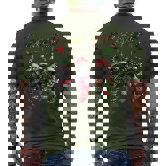 Black Pug Christmas Lights Xmas Dog Lover Men's T-shirt Back Print | Mazezy